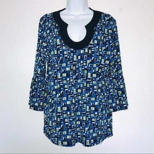 2/$15 Chico’s Stretch Jersey Ruffle Sleeve Top 2 L